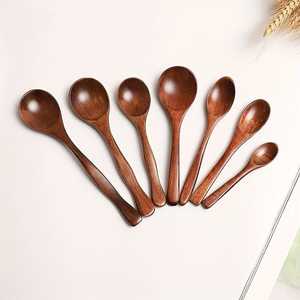Juego de Cucharas de Madera Hechas a Mano, Forma Ovalada, Pulimentadas, Rústicas, Naturales, Duraderas, Utensilios de Cocina para Uso Doméstico - Product Image 2
