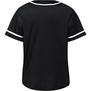 Camiseta de Béisbol Clásica Negra Lisa Unisex de Manga Corta con Ribete Blanco y Botones, Ropa Deportiva - Product Image 2