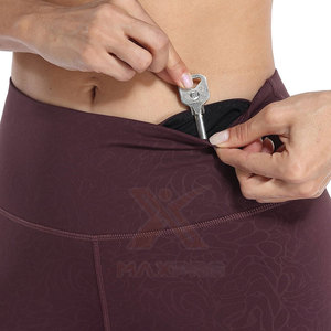 Nouveau design, pantalon de yoga sur mesure pour femme, taille élastique, couleur unie, longueur mi-longue, en Spandex/Polyester, écologique, en stock - Product Image 5
