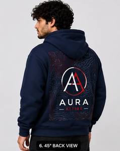<b>Men's</b> <b>Navy</b> Blue Hooded Zip-Up Hoodie Cotton <b>Fleece</b> Casual Winter Wear - Product Image 6