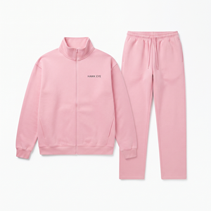 Ensemble de survêtement sportif décontracté en coton tricoté surdimensionné pour homme avec sweat à capuche demi-zip personnalisé - Product Image 4
