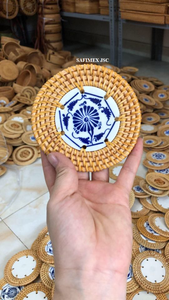 Posavasos de ratán Alfombrilla para taza de café y té Diseño de logotipo OEM Posavasos de ratán para restaurante y hotel - Product Image 2