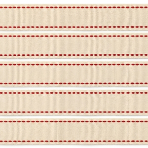 ริบบิ้นโกรเกรนสีครีมขนาด 25 มม. ขอบเย็บสีแดง ขายส่งสำหรับอุปกรณ์เครื่องแต่งกาย งานเย็บปักถักร้อย DIY บรรจุภัณฑ์ของขวัญ และงานฝีมือ - Product Image 4