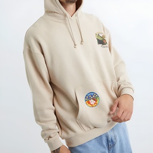 Beige Casual <b>Hoodie</b> With Subtle Artistic Print Relaxed Fit Minimal Streetwear <b>Soft</b> Fabric Everyday Comfort Modern Lifestyle Look - Product Image 1
