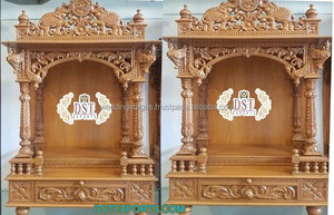 Templo de fusión para el hogar en madera de teca Elefante Pilar Templo de madera de teca para el hogar para la habitación de Pooja Elefante Templo de madera tallada para el hogar - Product Image 6