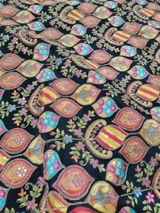 Tissu en coton peigné léger brodé de sequins imprimés, motif floral ethnique, pour la confection de vêtements et de robes pour femmes - Product Image 2