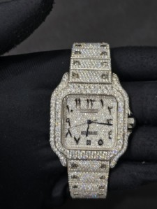 Luxury Stainless Steel Square Sapphire Crystal Dial Moissanite Accented Sport Men's <b>Mechanical</b> <b>Watch</b> with Bracelet Clasp 40mm - Product Image 2