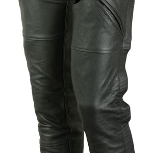Guêtres de moto en cuir pour hommes, protection intégrale des jambes, sangles réglables, fermetures éclair latérales et style classique - Product Image 3