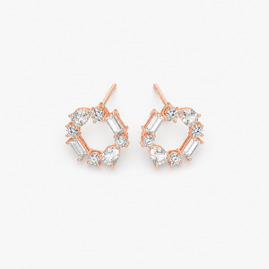 Boucles d'oreilles en or rose avec diamants ronds taille brillant, diamants blancs de laboratoire, bijoux de mariage pour femme, argent 10K 14K 18K 925 & 935 - Product Image 2