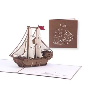 Tarjeta Pop-Up 3D de Barco de Guerra, Tarjeta Decorativa 3D con Corte Láser, Tarjeta de Felicitación Hecha a Mano con Diseño de Barco Clásico - Product Image 3