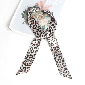 Print Leopard Twill <b>Flowers</b> Scarf Design Women Skinny Bag Scarves Hair Band Neck Silk Scarf 100x4cm Ladies Foulard Hair <b>Headband</b> - Product Image 4