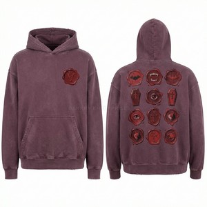 Distressed Streetwear Hoodie Custom Vintage <b>Black</b> Pullover High GSM Cotton <b>Fleece</b> Graphic Sweatshirt Professional Manufacturer - Product Image 3