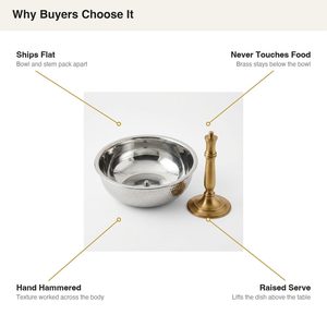 Handmade 28cm SS304 Steel Hammered Bowl with Brass Stem Flat Pack <b>PC</b> Flat Pack Home Decor - Product Image 5