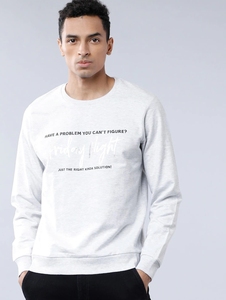 <b>Men's</b> Gray Crew Neck Sweatshirt Regular Fit Printed Logo Casual <b>Pullover</b> Autumn Knitted 100% Cotton - Product Image 1
