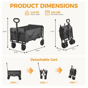 Multi-Functional Elastic Design Foldable <b>Trolley</b> Wheels Large Capacity 330 Pounds Heavy Duty <b>Camping</b> Cart - Product Image 6