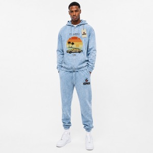 Men Acid Wash Hooded Tracksuit <b>Set</b> Soft Cotton Hoodie with <b>Matching</b> <b>Joggers</b> for Casual Fitness Travel and Weekend Wear - Product Image 5
