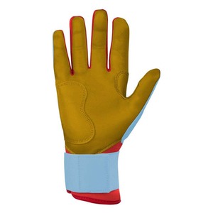 Gants de frappe ELIXE SPORTS en cuir bleu avec bordure rouge, paume rembourrée, fermeture auto-agrippante, légers, unisexes, pour entraînement adulte - Product Image 4