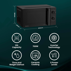 Horno de Microondas Inverter Hisense de 700 W y 20 Litros, Color Negro - Product Image 2
