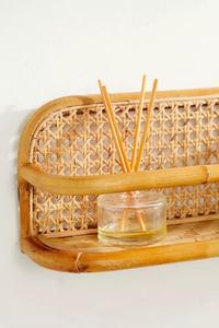 Natural Oval Rattan wall-mounted shelf Long Pill Shaped Bamboo <b>Floating</b> Racks Home Living Room Bedroom Decorative Storage <b>Units</b> - Product Image 4