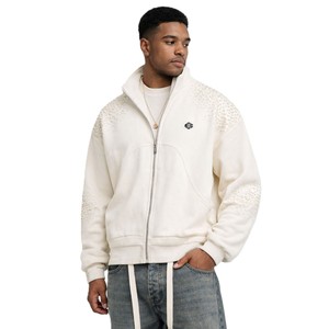 Streetwear Label Premium Bling Hotfix Rhinestone Zip Up Hoodies High GSM Fleece Oversized Boxy Fit Fashion Brand Manufacturing - Product Image 1