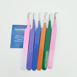 Pince à épiler d'extension de cils violets de haute précision pointe en fibre antidérapante en acier inoxydable pince à épiler à volume mince à 90 degrés utilisation facile - Product Image 1