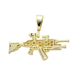 Nuevo Collar con Colgante de Pistola Chapado en Oro, Estilo Hip Hop, con Material de Latón Microincrustado con Diamantes, para Hombre - Product Image 3