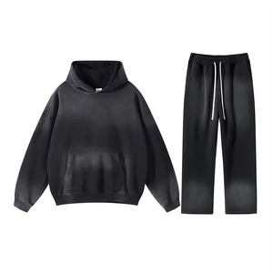 Conjunto de Chándal para Hombre 2026 Personalizable con Capucha, Estampado Gráfico, Lavado Ácido, 100% Algodón, Grueso, para Invierno - Product Image 1
