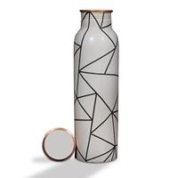 Bouteille d'eau en cuivre pur martelé de qualité supérieure 1L, anti-fuite, sans BPA, portable, pour usage au bureau, avec manchon de maintien noir