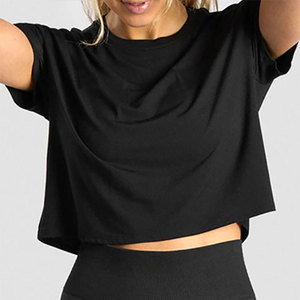 T-shirts pour femmes de style décontracté, surdimensionnés, unis, style boxy, à manches courtes, pour l'été, t-shirts courts pour femmes - Product Image 1