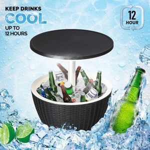 Outdoor Adjustable Height Cooler Table 8 Gallon Beer Wine Cooler All Weather Resistant Patio <b>Bar</b> Outdoor <b>Cool</b> Furniture - Product Image 3