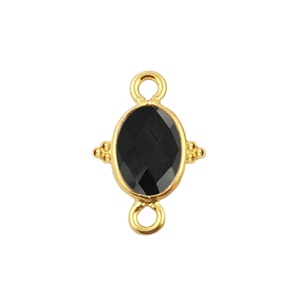 10x8MM Black Onyx Oval Bezel Connector – 925 <b>Silver</b> Double Bail DIY Jewelry <b>Charm</b> - Product Image 1