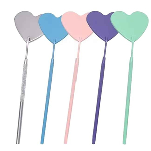 Professional Round Eyelash Extension Inspection <b>Mirror</b> Stainless Steel Gold-Plated Wall Mounted Lash Tool with Knurled Handle - Product Image 1