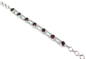 Pulsera de Cadena de Plata de Ley 925 con Perla de Agua Dulce Geométrica y Granate, Joyería Minimalista para Uso Diario, Unisex, Venta al por Mayor de Jaipur - Product Image 3