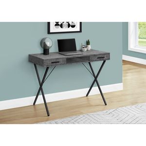 Scrivania per Computer Contemporanea da 42 Pollici in Laminato Grigio e Metallo Nero per Ufficio Domestico, Configurazione Sinistra e Destra con Cassetti Portaoggetti - Product Image 5