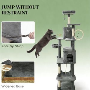 Arbre à chat multi-niveaux gris foncé et griffoir premium pour chat - Product Image 4