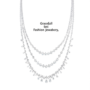 Graceful <b>Crystal</b> Stone Three Layer Necklace <b>Set</b>-Fashion Jewelry - Product Image 3