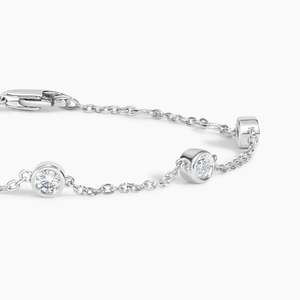 Bracelet minimaliste en or rose 14 carats plaqué rhodium, certifié IGI, 0,45 ct, pierres brillantes cultivées en laboratoire, serti de cinq pierres, bijoux fins - Product Image 4