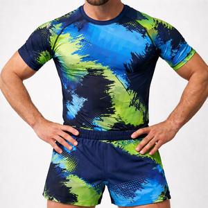 Ensemble rashguard et short de compression MMA pour hommes, vêtements d'entraînement BJJ No Gi, t-shirt de compression respirant, vêtements de combat personnalisés - Product Image 6