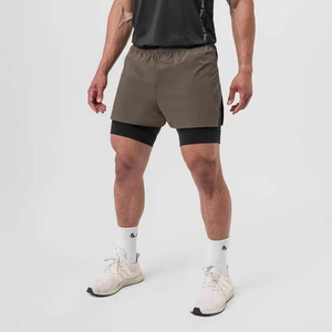 Pantalones Cortos Deportivos de Secado Rápido de Doble Capa para Hombre con Bolsillo, Ropa Deportiva Masculina, Pantalones Cortos de Compresión para Correr y Hacer Ejercicio - Product Image 2