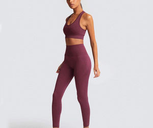 Ensemble de sport pour femme : Legging taille haute, brassière de sport sans col unie, haut de sport respirant à manches longues – Tenue de fitness pour la gym - Product Image 5