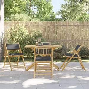 Ensemble bistrot en bambou gris foncé, mobilier de jardin standard en polyester - Product Image 1