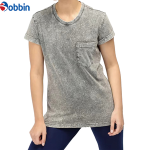 Premium Slim Vintage ácido lavado camisetas para mujeres personalizado impreso tamaño personalizado 100% alta calidad peso pesado algodón transpirable - Product Image 2