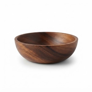 Bol en bois fait main, forme ronde, grain de bois naturel, design minimaliste, pour servir les aliments, décoration pour la maison, l'hôtel, le restaurant - Product Image 1