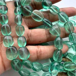 Cuentas de Fluorita Verde Natural, Lisas, Ovaladas, para Joyería, Piedras Sueltas de Alta Calidad - Product Image 3