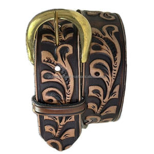 Custom Designer Embossed Black Western Hand Tooling <b>Belts</b> Antique Brass Buckle Original <b>Leather</b> Fashion Western <b>Belt</b> for Jeans - Product Image 5