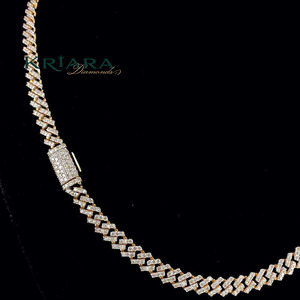 Moissanite <b>Statement</b> <b>Necklace</b> 18K Gold Plated S925 Figaro Chain Round Brilliant Cut Geometric Design Unisex Luxury Jewelry - Product Image 3