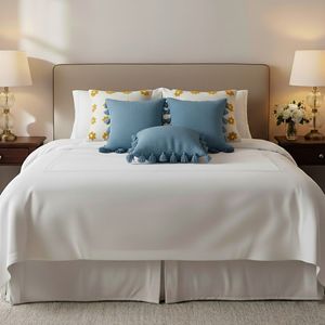 Juego de 5 Fundas de Almohada SOGA con Diseño Retro de Margaritas Azul Cielo y Amarillo, con Borde Texturizado de Pompones, Decoración para el Hogar, Almohadas Decorativas - Product Image 4