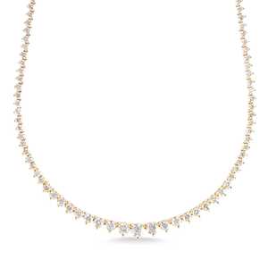 Custom Graduated Prong Set Rivera Tennis Choker <b>Necklace</b> Round Cut Lab Grown Diamond 16 17 Inch 14K 18K Gold 6 to 7 Carat Women - Product Image 3