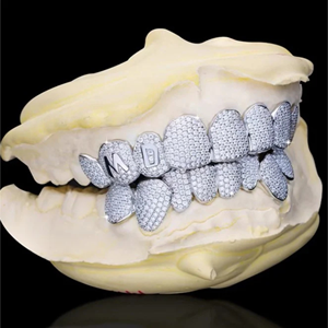 Hip Hop Custom 925 Silver Iced Out Teeth Grillz Iced Out Moissanite Diamond Grillz Teeth Silver Jewelry Best Price - Product Image 3