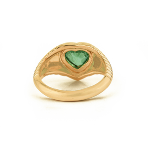 Anillo de Oro Amarillo K14 de Alta Gama, Diseño Elegante y Moderno, con Esmeralda y Forma de Croissant, Joyería Personalizada - Product Image 6